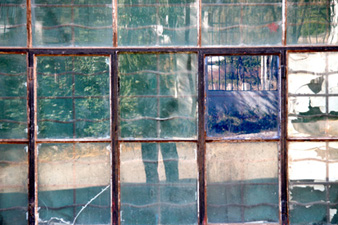 Window Reflections from a School on the Golden Sand River